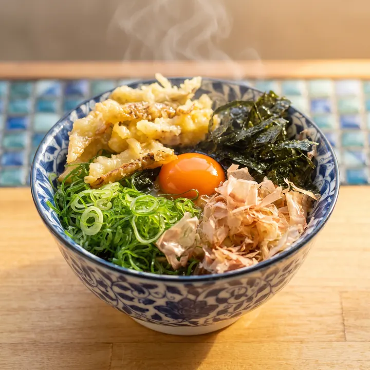 土ごぼう天ころうどん（ジオラマ風に描いた丼）